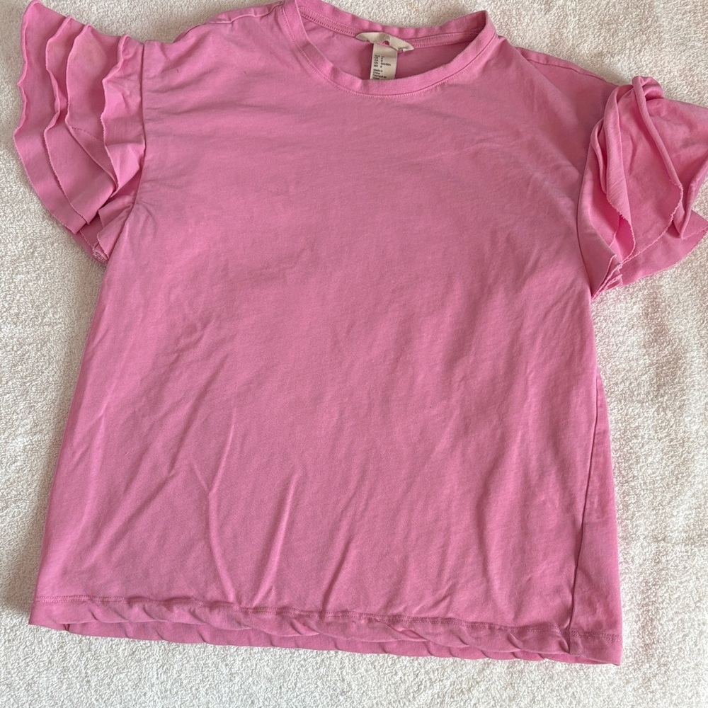 H&M Pink Ruffle Sleeve Top